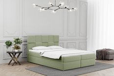 Łóżko ALMA 200x200cm z funkcją przechowywania i materacem do sypialni jasnozielona
