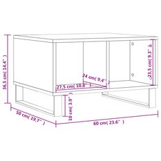 Stolik kawowy 60x50x36,5 cm z dwoma przestronnymi przegrodami biały o wysokim połysku do salonu - Miniaturka zdjęcia nr 9