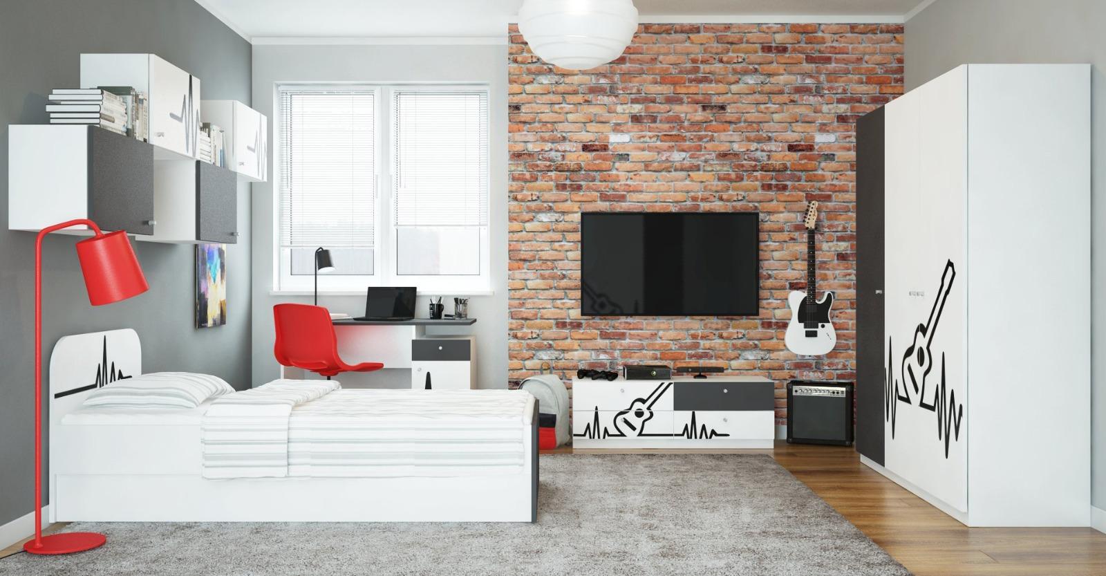 Szafka duo MUSIC 120x40 cm biało szara wisząca młodziezowa dla dziecka  nr. 5