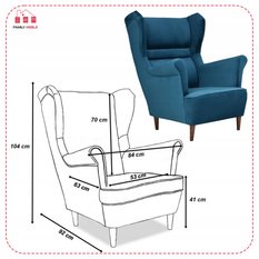 Zestaw wypoczynkowy ZOJA sofa + 2 fotele niebieskie do salonu  - Miniaturka zdjęcia nr 6