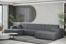 Sofa NIMES 350x82x168 cm bez funkcji spania w kształcie U pikowana do salonu NEVE  ciemnoszara