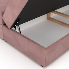 Łóżko kontynentalne 160x200x113 cm tapicerowane podwójne z materacem różowe - Miniaturka zdjęcia nr 13