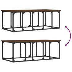 Stolik kawowy 100x50x35,5 cm z metalowymi nogami brązowy dąb do salonu - Miniaturka zdjęcia nr 7