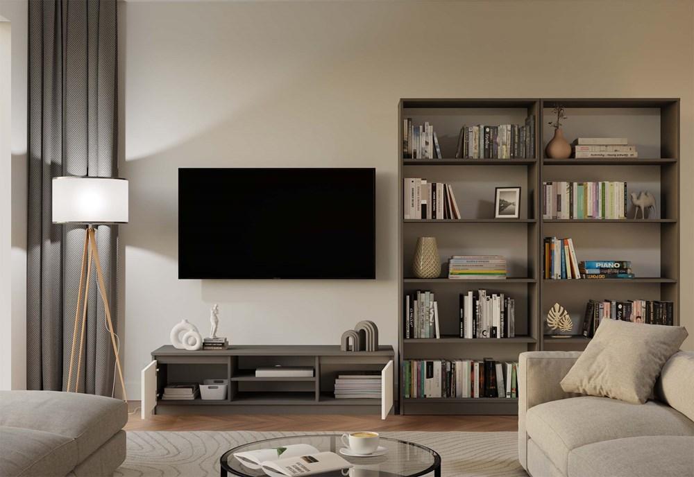 Szafka RTV Malwa 36x140x40 cm do salonu stolik pod telewizor antracyt biały nr. 8
