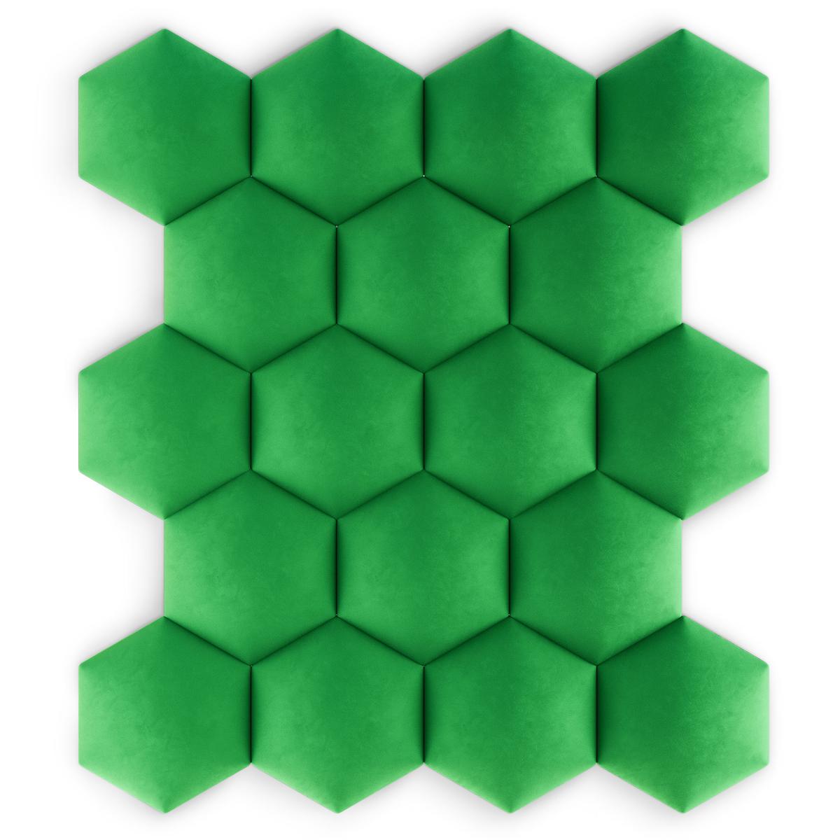 Panele tapicerowane 26x30 cm hexagon magic velvet zielony nr. 7