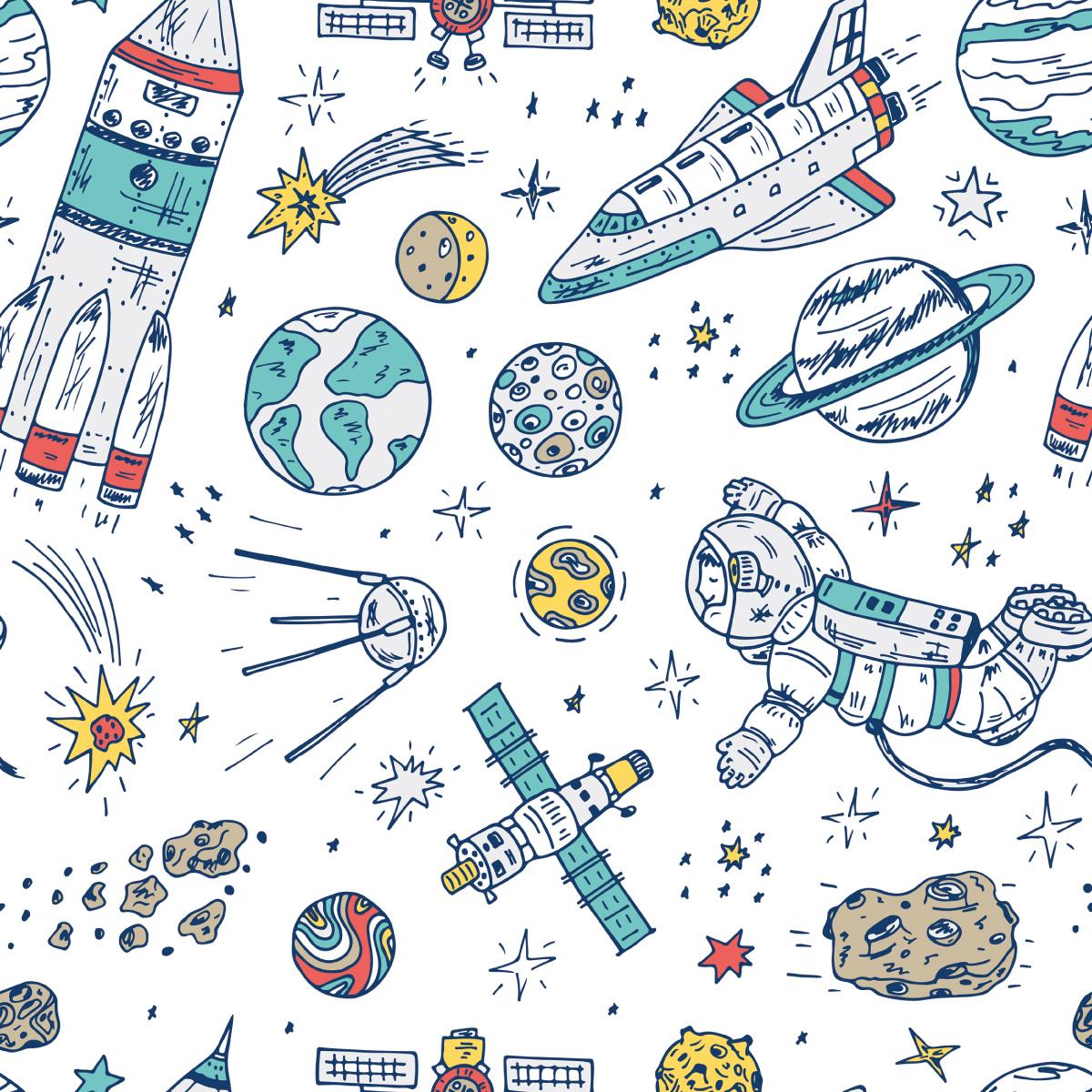 Tapeta W Rolce KOSMOS Gwiazdki Astronauci Planety  nr. 5