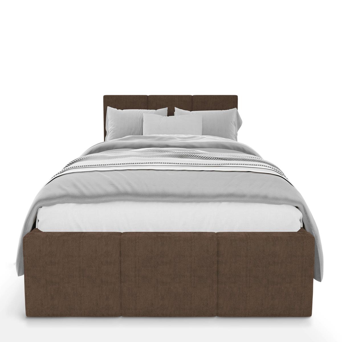 Łóżko Pojedyncze 90x200cm łóżko tapicerowane z pojemnikiem brązowe do sypialni wezgłowie 110 cm nr. 6