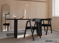 Krzesło bukowe  Villa14 79x56x48 cm drewniane zaokrąglone do salonu w kolorze buk czarny z czarnym welwetowym siedziskiem - Miniaturka zdjęcia nr 8