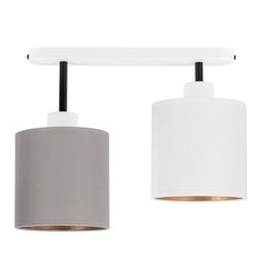 Lampa sufitowa 37 x 15 x 30 cm dwupunktowy spot gwint E27 biała z szaro-białymi abażurami do salonu - Miniaturka zdjęcia nr 3