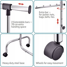 FALCON Stalowy stojak na ubrania stojący - 80 kg - Miniaturka zdjęcia nr 4