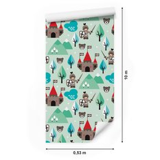 Tapeta dla dzieci, rycerze, drzewa, zieleń, zamek  - Miniaturka zdjęcia nr 2