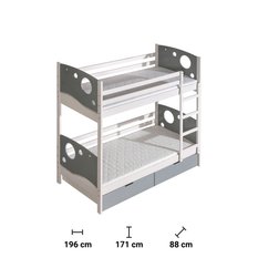 Łóżko 196x88x171 cm piętrowe Kewin biały antracyt do sypialni - Miniaturka zdjęcia nr 3