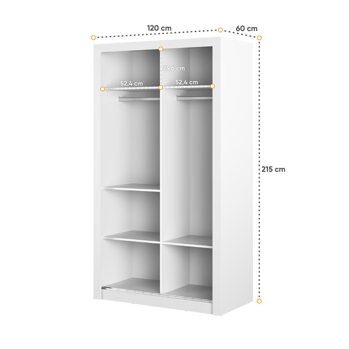 Szafa z lustrem Arti 120 cm do sypialni przedpokoju garderoby biały nr. 5