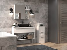 Szafka łazienkowa NEL V DDS 85x30x30 cm z drzwiami oraz szufladą do łazienki biały połysk - Miniaturka zdjęcia nr 6