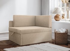Sofa rozkładana dziecięca Viluś 108x81x78 cm narożnik jednoosobowy do pokoju z funkcją spania i przechowywania dla dzieci beżowy obrazek