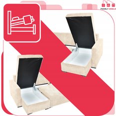 Narożnik Bonito BIG 296x74x104 cm kształt U z funkcją spania i przechowywania Anafi sztruks beżowy - Miniaturka zdjęcia nr 6