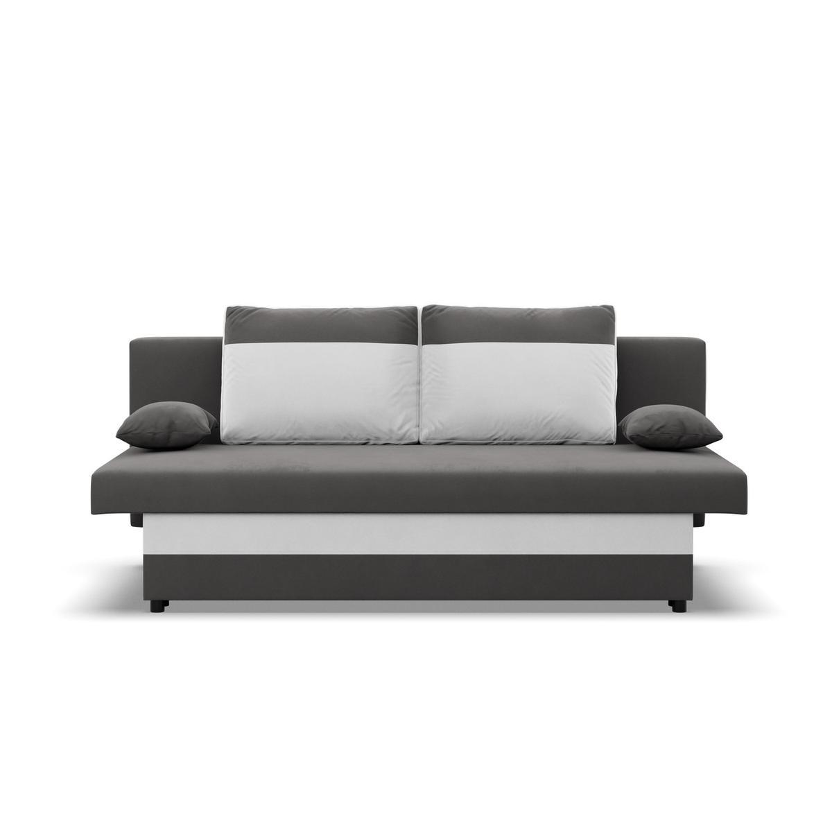 Kanapa 3-osobowa NOLA 191x85x86 cm sofa rozkładana z pojemnikiem do pokoju do salonu sprężyna bonell szara biała nr. 10