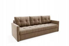 Kanapa IVIO 230x87x86 cm sofa z funkcją spania rozkładana velvet welur jasnobrązowa do salonu - Miniaturka zdjęcia nr 2