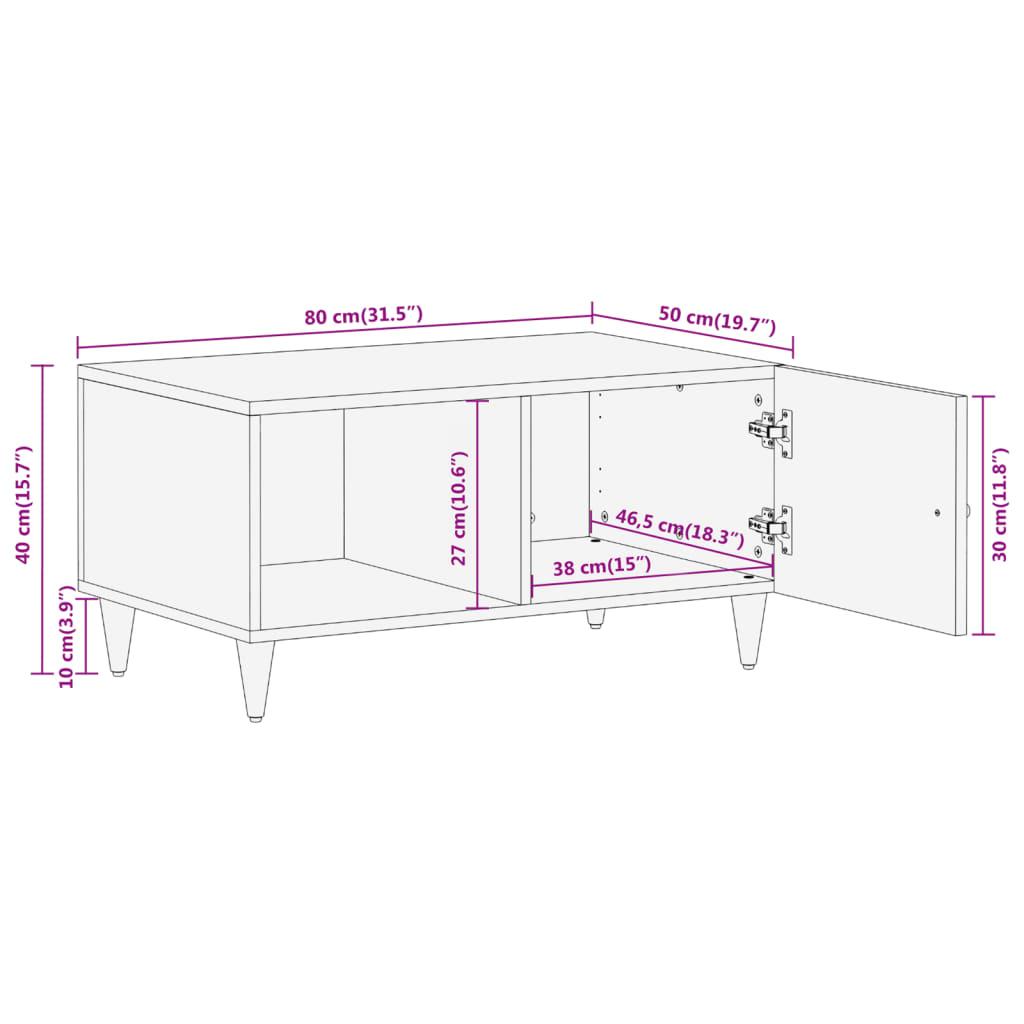 Stolik kawowy  80x50x40 cm z półkami i drzwiczkami lite drewno mango do salonu nr. 11