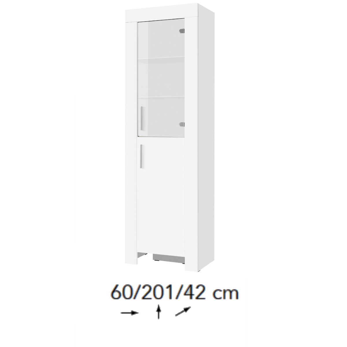 Witryna Cezar 60x201x42 cm prawa z półkami z podświetleniem LED do salonu jadalni biała  nr. 2