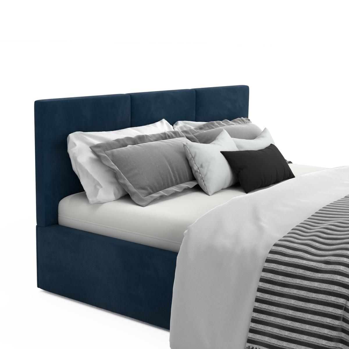 Łóżko tapicerowane 120x200x100 cm z pojemnikiem automatycznym  do sypialni granatowy nr. 12