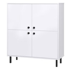 Wysoka komoda NOMI 100x40x113 cm czterodrzwiowa do salonu biała loft - Miniaturka zdjęcia nr 2