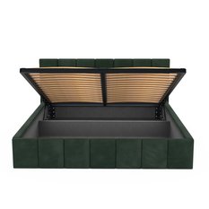 Łóżko tapicerowane 140x200 premium z pojemnikiem do sypialni butelkowa zieleń wezgłowie 107 cm - Miniaturka zdjęcia nr 12