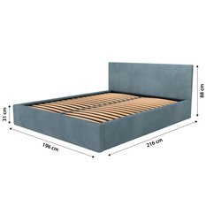 Łóżko tapicerowane do sypialni 180x200x88 cm podwójne z pojemnikiem basic morskie - Miniaturka zdjęcia nr 16