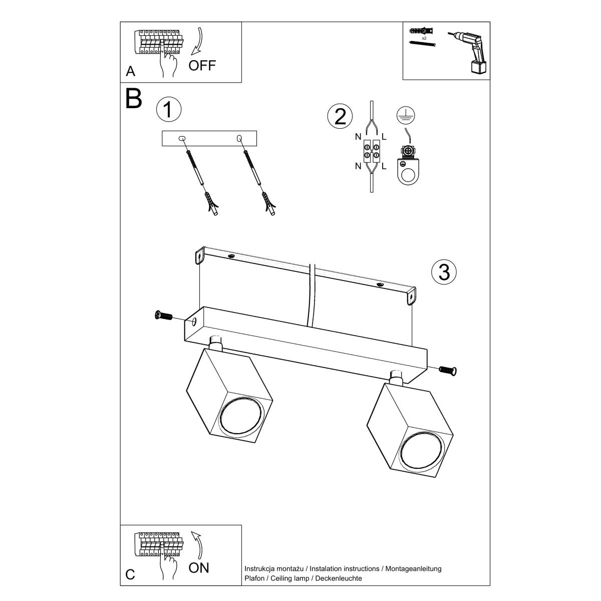 Plafon KEKE 2 dąb 20x5x30cm nowoczesna lampa GU10 do salonu  nr. 5