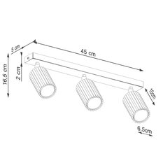 Plafon Karbon 16.5x6.5x45cm do sypialni salonu czarny - Miniaturka zdjęcia nr 9