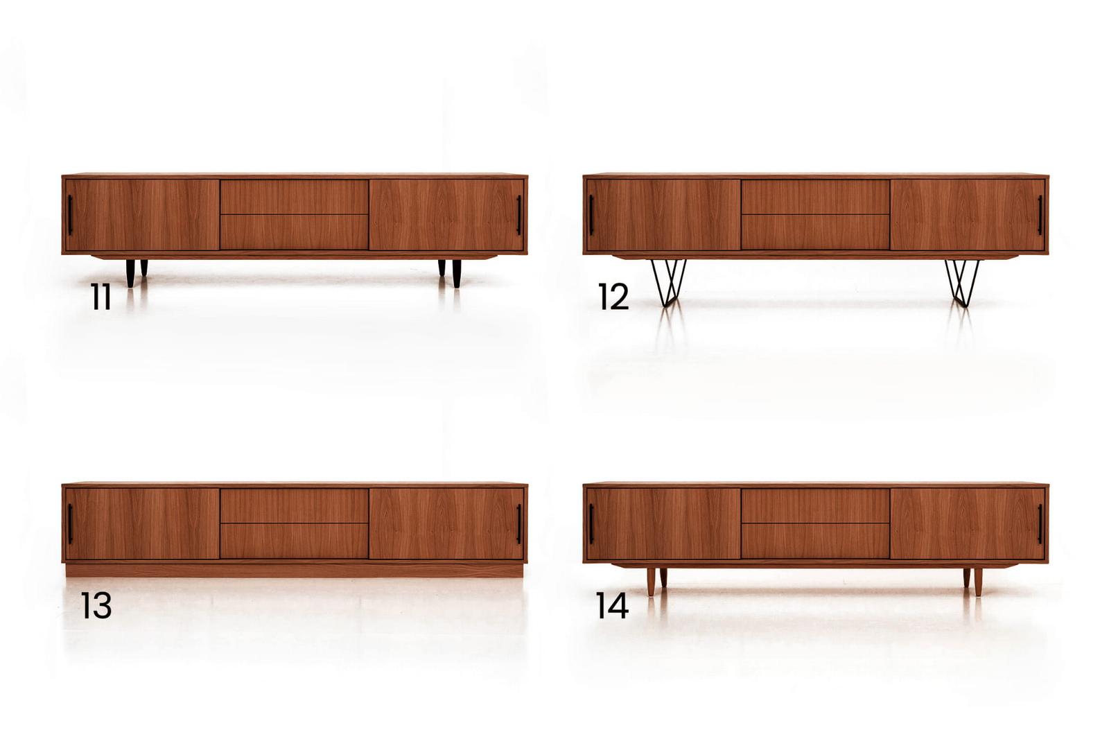 Szafka RTV 240x45x59 cm z drzwiami przesuwanymi i szufladami z systemem TIP-ON Blumotion fornir dębowy kolorze tekowym do salonu nr. 2