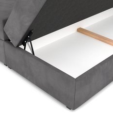 Łóżko kontynentalne 140x200x113 cm tapicerowane podwójne z materacem grafitowe  - Miniaturka zdjęcia nr 13