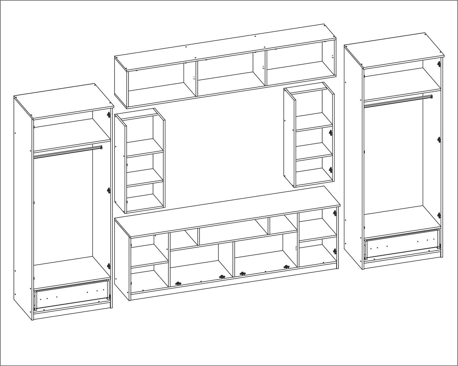 Meblościanka z szafą TAJGA 370x210x53 cm zestaw mebli do salonu RTV Dąb lefkas Sonoma jasna MDF  nr. 3