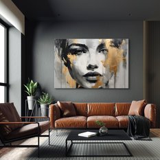 Obraz Do Sypialni Złoty PORTRET Kobiety Styl Glamour Abstrakcja 120x80cm - Miniaturka zdjęcia nr 4