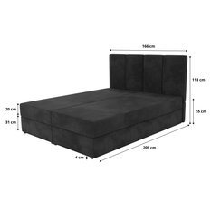 Łóżko kontynentalne 160x200x113 cm tapicerowane podwójne z materacem czarne - Miniaturka zdjęcia nr 16