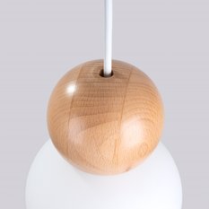 Lampa wisząca PEKKA 1 biała/naturalne drewno 124x11x11cm nowoczesna G9 do salonu - Miniaturka zdjęcia nr 9