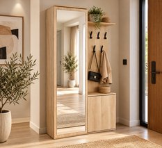 Garderoba do przedpokoju DUO 180x95x35 cm z lustrem wieszakami szafka na buty dąb sonoma lewa - Miniaturka zdjęcia nr 1