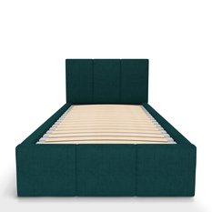 Łóżko Pojedyncze 90x200cm łóżko tapicerowane z pojemnikiem turkusowe do sypialni wezgłowie 88 cm - Miniaturka zdjęcia nr 7