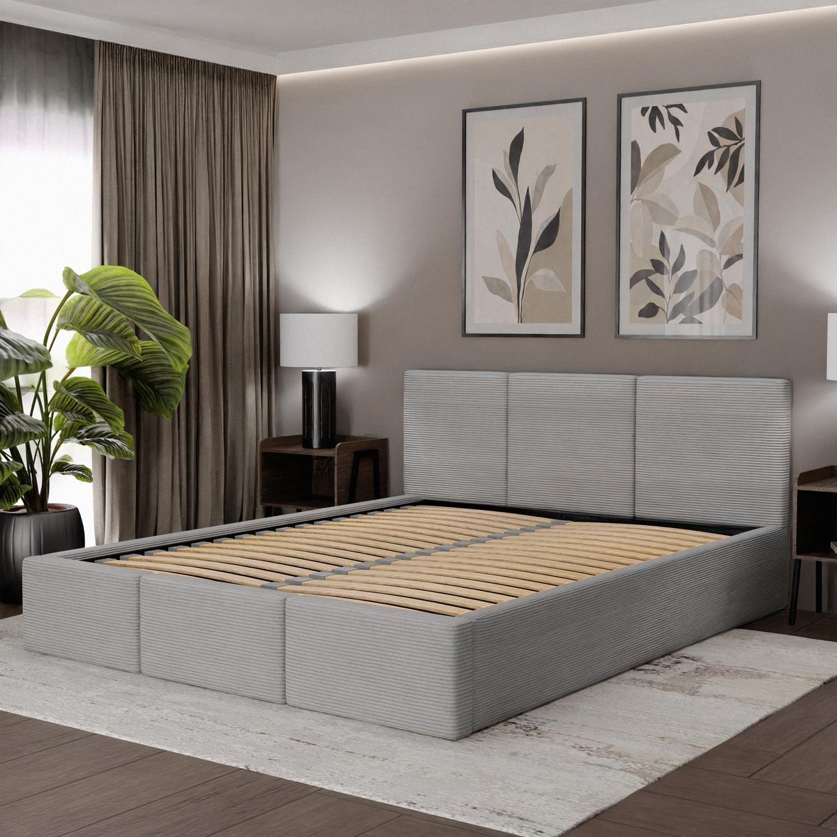 Łóżko Tapicerowane Do Sypialni  180x200 Podwójne z Pojemnikiem Szare nr. 3