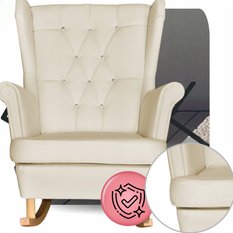 Fotel Uszak eko skóra Bujany Gaja Skandynawski Family meble beżowy kremowy - Miniaturka zdjęcia nr 6