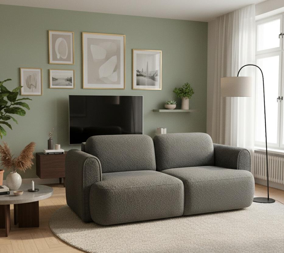 Kanapa rozkładana ITALY 253x110x82 cm sofa z funkcją spania tkanina LOOP ciemnoszara nr. 3