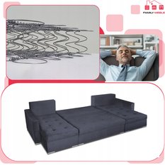 Narożnik Varius BIG 297x74x140 cm kształt U z funkcją spania i przechowywania do salonu Monoliht czarny - Miniaturka zdjęcia nr 5
