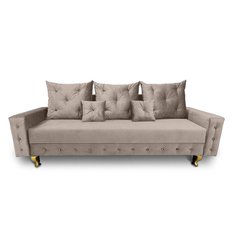 Kanapa PERIA glamour 230x95x85 cm z funkcją spania i przechowywania kryształki welur beżowy do salonu - Miniaturka zdjęcia nr 2