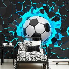 Fototapeta 3D Sport PIŁKA Nożna W Ścianie Dekoracja do Pokoju Chłopca  - Miniaturka zdjęcia nr 4