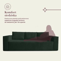 Kanapa rozkładana Verona 248x52x93 cm wersalka z funkcją spania i pojemnikiem sprężyny bonell sztruks butelkowa zieleń do salonu - Miniaturka zdjęcia nr 4