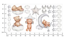 Naklejki Na Ścianę Dla Dzieci Misie 120x60 Szare Księżyce ZESTAW - Miniaturka zdjęcia nr 2