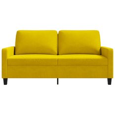 Sofa 158x77x80 cm 2-osobowa tapicerowana aksamitem żółta do salonu - Miniaturka zdjęcia nr 4