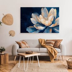 Obraz Na Płótnie Kwiaty Niebieskie Tło 40x30 Ozdoba Salonu - Miniaturka zdjęcia nr 7