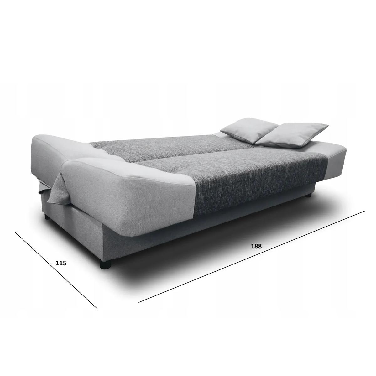 Wersalka kanapa z funkcja spania DUO 188x85x90 cm pojemnik na pościel do salonu szaro-ciemnoszara nr. 5