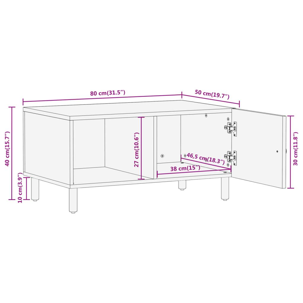 Szafka RTV na nóżkach 80x50x40 cm z półkami i drzwiczkami lite drewno mango do salonu nr. 11